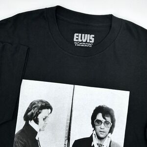 Elvis Presley Mens XL Black‎ Mugshot Graphic T-Shirt 2023 Rock and Roll Tee NWOT